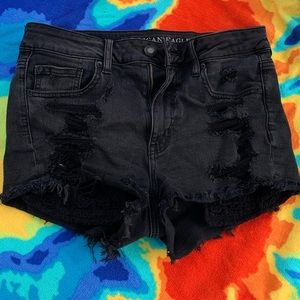 American eagle outfitters black distressed shorts.